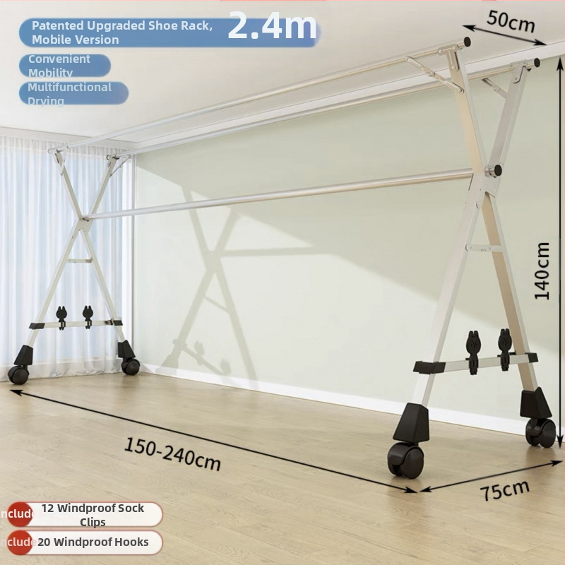 Απλή Ράφι Στεγνωτηρίου Δαπέδου Απλή Εσωτερική Χρήση Σπιτιού Μπαλκόνι Υπνοδωμάτιο Ανοξείδωτο Ατσάλι Εξωτερική Χρήση Δροσερό Τηλεσκοπική Ράβδος Στεγνωτήριο Πάπλωμα Ρούχα Ράβδος Στεγνωτηρίου