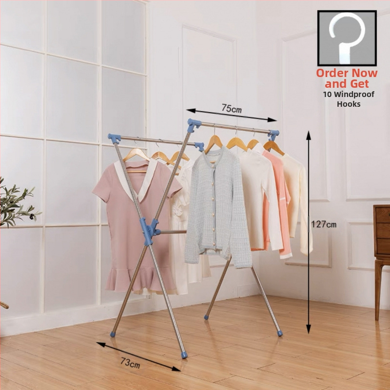 Απλή Ράφι Στεγνωτηρίου Δαπέδου Απλή Εσωτερική Χρήση Σπιτιού Μπαλκόνι Υπνοδωμάτιο Ανοξείδωτο Ατσάλι Εξωτερική Χρήση Δροσερό Τηλεσκοπική Ράβδος Στεγνωτήριο Πάπλωμα Ρούχα Ράβδος Στεγνωτηρίου