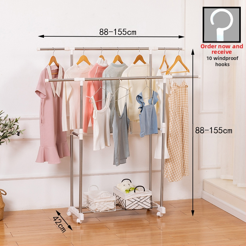 Απλή Ράφι Στεγνωτηρίου Δαπέδου Απλή Εσωτερική Χρήση Σπιτιού Μπαλκόνι Υπνοδωμάτιο Ανοξείδωτο Ατσάλι Εξωτερική Χρήση Δροσερό Τηλεσκοπική Ράβδος Στεγνωτήριο Πάπλωμα Ρούχα Ράβδος Στεγνωτηρίου