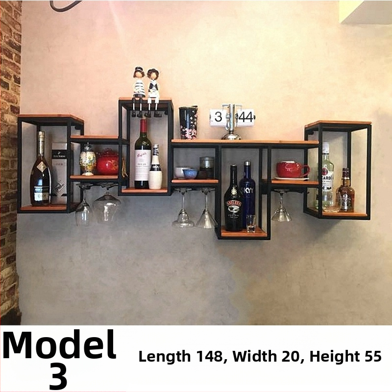 Euroopa stiilis sepistatud rauast täispuidust veiniriiuli hoiuriiul seinale riputatav punase veini riiul loominguline restoranikaunistus seinale kinnitatav veinikapp veiniklaaside riiul