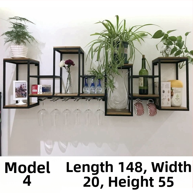 Euroopa stiilis sepistatud rauast täispuidust veiniriiuli hoiuriiul seinale riputatav punase veini riiul loominguline restoranikaunistus seinale kinnitatav veinikapp veiniklaaside riiul