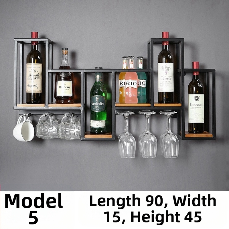 Euroopa stiilis sepistatud rauast täispuidust veiniriiuli hoiuriiul seinale riputatav punase veini riiul loominguline restoranikaunistus seinale kinnitatav veinikapp veiniklaaside riiul