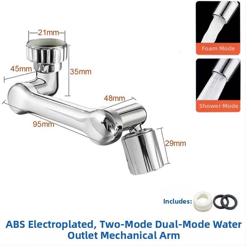 Mechanikus kar univerzális csaptelep fröccsenésálló fúvóka buborékoltató meghosszabbított toldó 1080°-ban forgatható mechanikus kar
