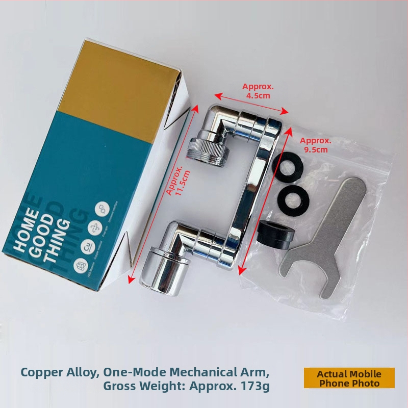 Mechanikus kar univerzális csaptelep fröccsenésálló fúvóka buborékoltató meghosszabbított toldó 1080°-ban forgatható mechanikus kar