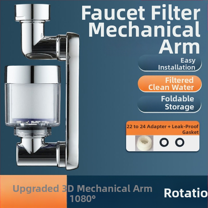 Mechanikus kar univerzális csaptelep fröccsenésálló fúvóka buborékoltató meghosszabbított toldó 1080°-ban forgatható mechanikus kar