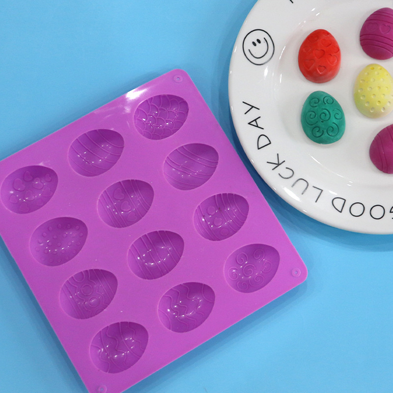 Didmeninė prekyba 12 dalių skirtingų raštų silikoninėmis šokolado formelėmis, prisikėlimo kiaušinių ledo formelėmis, namų kepimui, „pasidaryk pats“