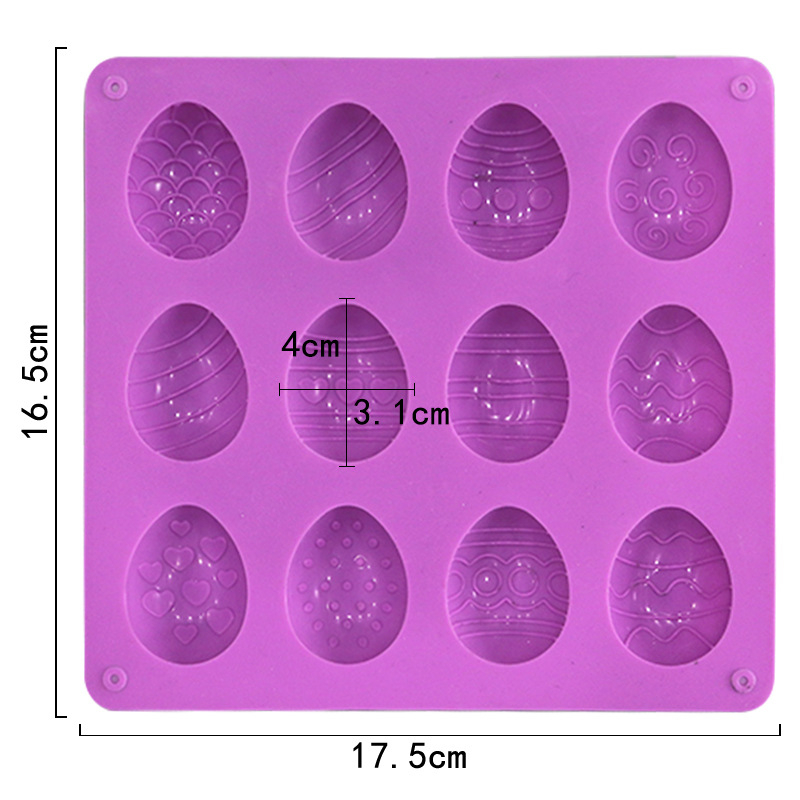 Didmeninė prekyba 12 dalių skirtingų raštų silikoninėmis šokolado formelėmis, prisikėlimo kiaušinių ledo formelėmis, namų kepimui, „pasidaryk pats“