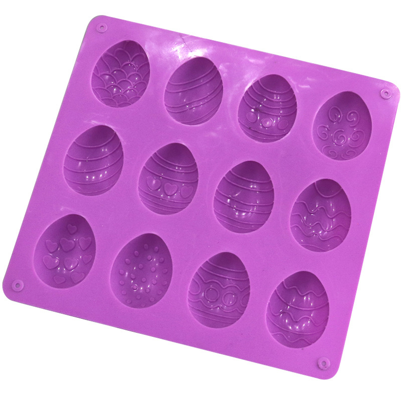 Didmeninė prekyba 12 dalių skirtingų raštų silikoninėmis šokolado formelėmis, prisikėlimo kiaušinių ledo formelėmis, namų kepimui, „pasidaryk pats“
