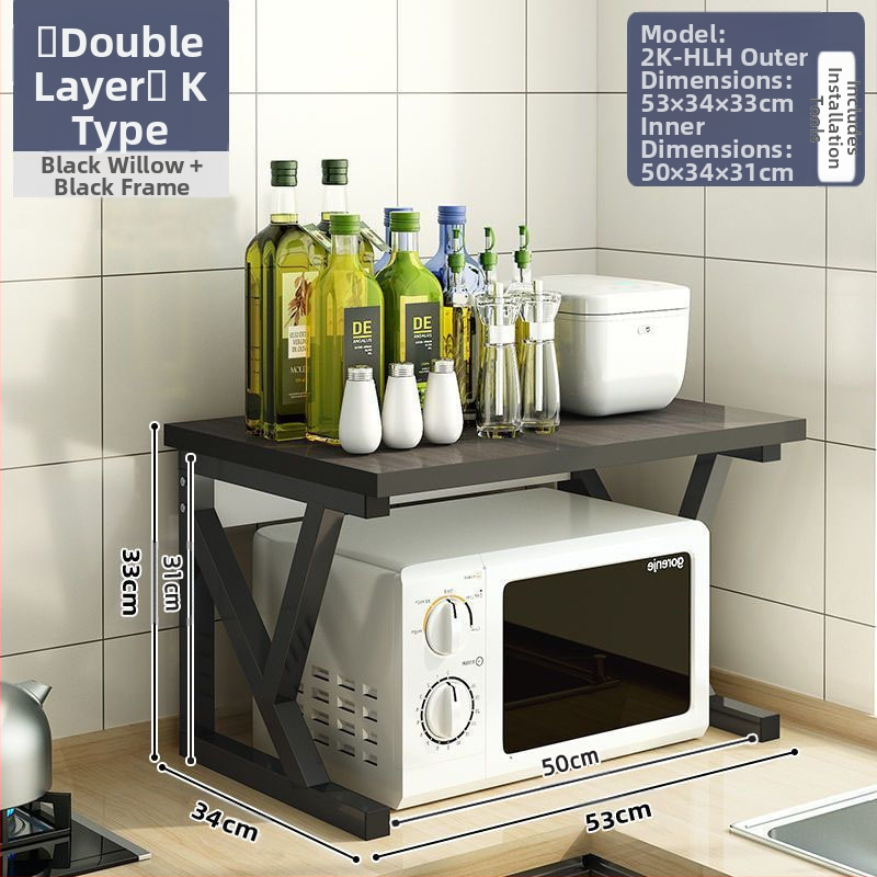 Virtuvės mikrobangų krosnelės laikymo lentynėlė, stalviršio daugiafunkcinė laikymo lentynėlė, daugiasluoksnė orkaitės prieskonių indelis, ryžių viryklės laikymo lentynėlė