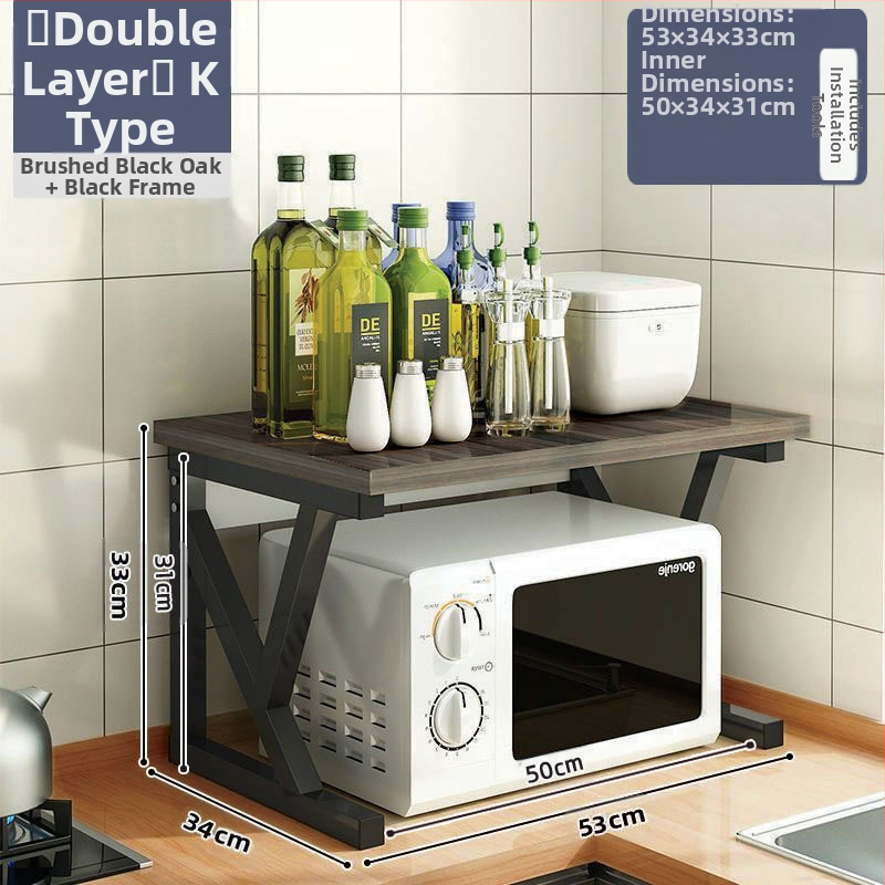 Virtuvės mikrobangų krosnelės laikymo lentynėlė, stalviršio daugiafunkcinė laikymo lentynėlė, daugiasluoksnė orkaitės prieskonių indelis, ryžių viryklės laikymo lentynėlė