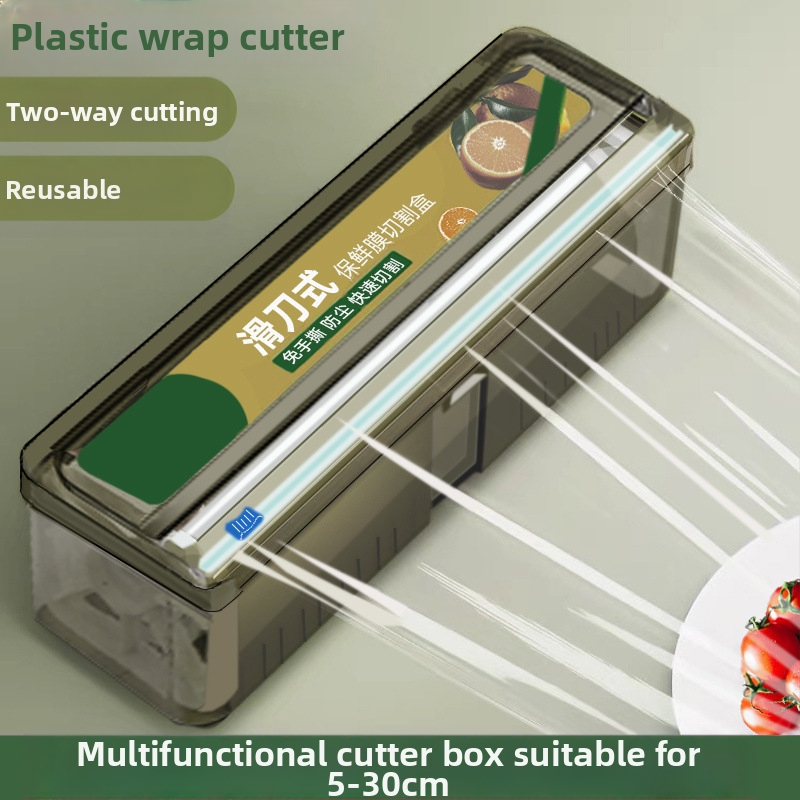 Šviežumo išsaugojimo plėvelės pjaustytuvo dėžutė, virtuvės buitinė didelė ritinėlė, ekonominė pakuotė, PE maistinė, aukštos temperatūros atspari danga, komercinė ritinėlių pakuotė