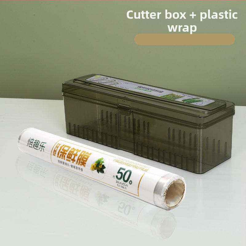 Šviežumo išsaugojimo plėvelės pjaustytuvo dėžutė, virtuvės buitinė didelė ritinėlė, ekonominė pakuotė, PE maistinė, aukštos temperatūros atspari danga, komercinė ritinėlių pakuotė
