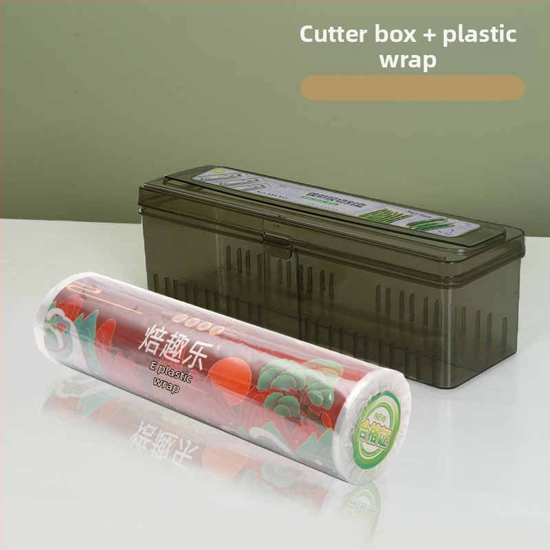 Šviežumo išsaugojimo plėvelės pjaustytuvo dėžutė, virtuvės buitinė didelė ritinėlė, ekonominė pakuotė, PE maistinė, aukštos temperatūros atspari danga, komercinė ritinėlių pakuotė