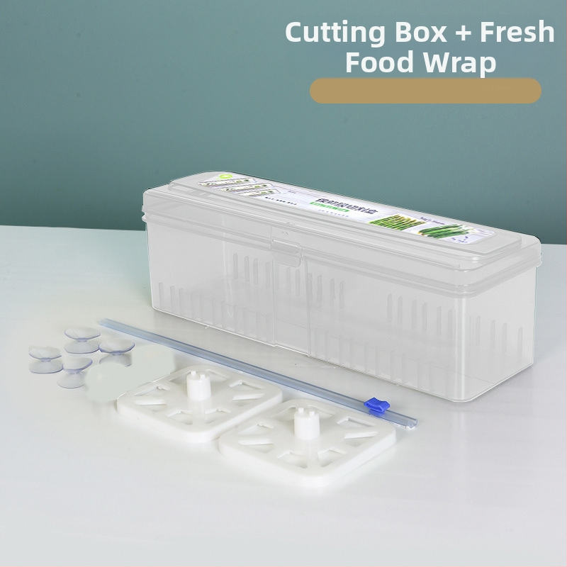 Šviežumo išsaugojimo plėvelės pjaustytuvo dėžutė, virtuvės buitinė didelė ritinėlė, ekonominė pakuotė, PE maistinė, aukštos temperatūros atspari danga, komercinė ritinėlių pakuotė