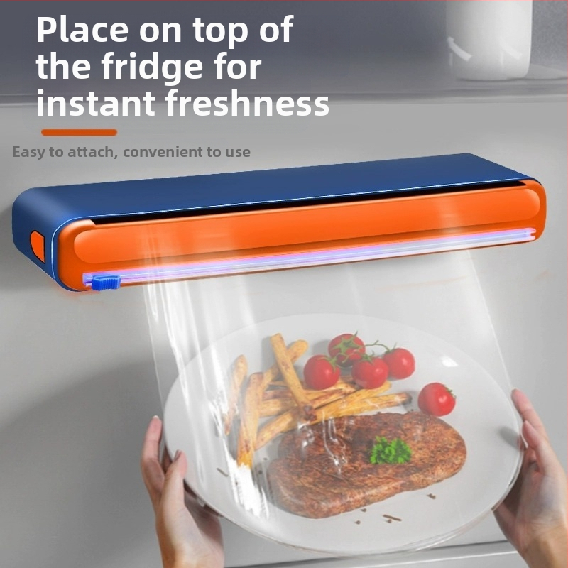 Šviežumo išsaugojimo plėvelės pjaustytuvo dėžutė, virtuvės buitinė didelė ritinėlė, ekonominė pakuotė, PE maistinė, aukštos temperatūros atspari danga, komercinė ritinėlių pakuotė