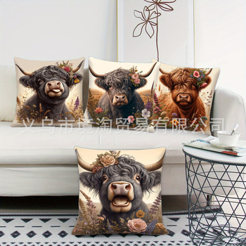 Διασυνοριακές εκρήξεις από λινό δέρμα ροδάκινου, κοντή βελούδινη μαξιλαροθήκη, Mao Niu, σαλόνι, καναπές, μαξιλάρι, μαξιλαροθήκη