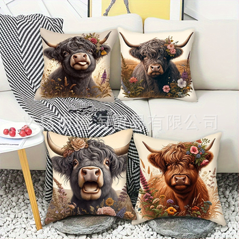 Διασυνοριακές εκρήξεις από λινό δέρμα ροδάκινου, κοντή βελούδινη μαξιλαροθήκη, Mao Niu, σαλόνι, καναπές, μαξιλάρι, μαξιλαροθήκη