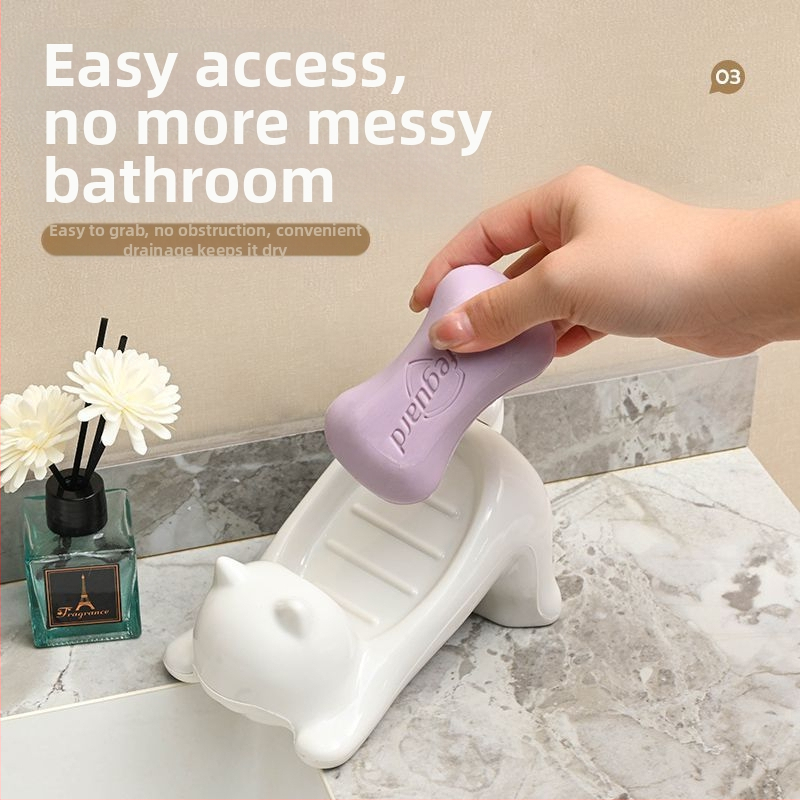 Cezhraničná špeciálna krabička na mydlo Meow Mi, nová kreatívna krabička na mydlo pre domácnosť, nakláňacia odtoková voda bez vody, vysoká farebná hodnota, roztomilá krabička na mydlo