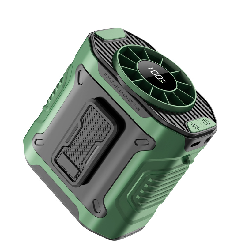 2025 m. naujas didelės spartos prie juosmens tvirtinamas ventiliatorius darbui lauke, nešiojamas USB įkrovimo prie juosmens tvirtinamas ventiliatorius su ilgu baterijos veikimo laiku