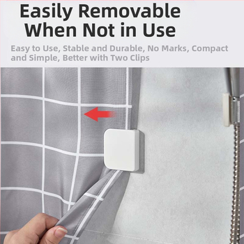 Japoniškas vonios kambario dušo užuolaidos segtukas be perforatorių, atsparus vėjui, atsparus purslams, fiksuotas segtukas, dušo sienos sagties užuolaidos segtukas, kabliukas