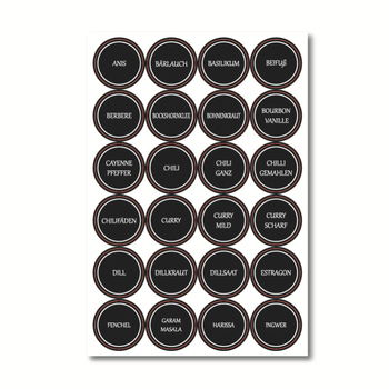 144 lipdukai, vandeniui atsparūs vokiški prieskonių lipdukai, „Amazon“ prieskonių etiketė, 3,5 cm apvali virtuvės etiketė