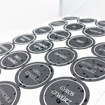 144 lipdukai, vandeniui atsparūs vokiški prieskonių lipdukai, „Amazon“ prieskonių etiketė, 3,5 cm apvali virtuvės etiketė