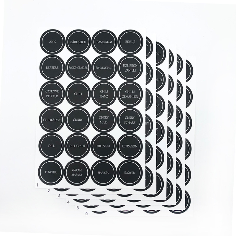 144 lipdukai, vandeniui atsparūs vokiški prieskonių lipdukai, „Amazon“ prieskonių etiketė, 3,5 cm apvali virtuvės etiketė