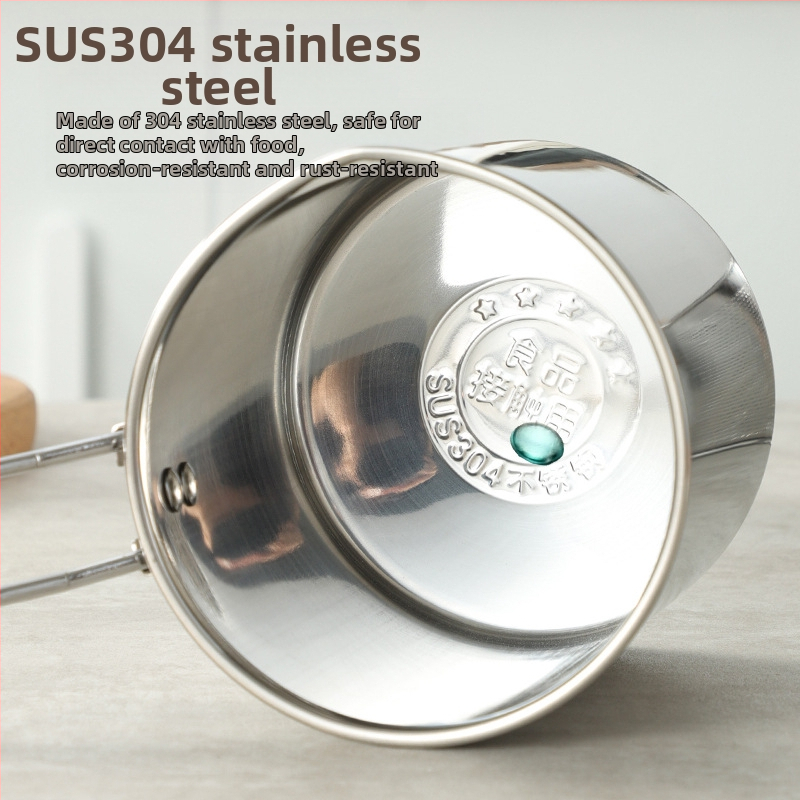 Тиган от неръждаема стомана 304 с филтър, търговски пържени шишчета, малък съд, кухненски многофункционален удебелен тиган, трансграничен