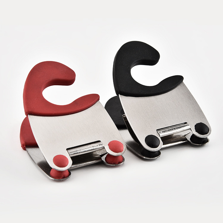 Clemă laterală din oțel inoxidabil pentru oală, clemă pentru lingură de supă, gadgeturi de bucătărie, clemă de cauciuc, producători de ustensile de bucătărie en-gros