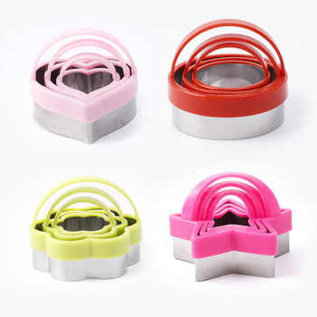 Καλούπι μπισκότων από ανοξείδωτο ατσάλι με λαβή 3D στερεοφωνικό DIY σε σχήμα καρδιάς αστέρι με άνθη δαμάσκηνου, στρογγυλό καλούπι κοπής κέικ, διασυνοριακή, καυτή πώληση