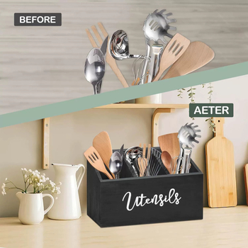 Έτοιμο ξύλινο κουτί αποθήκευσης μαχαιριών, πιρουνιών και κουταλιών, κουτί αποθήκευσης επιτραπέζιων σκευών μαγειρέματος, σκεύη κουζίνας από μασίφ ξύλο, οικιακή χρήση