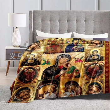 Šilta vilnonė antklodė „Amazon“ Helovino kalėdinė Marijos Jėzaus flanelinė antklodė, skaitmeninė spauda, didmeninė prekyba