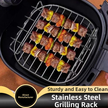 Õhufritüür Ruudukujuline Grill Roostevabast terasest Kodumajapidamises Kasutatav Elektriline Fritüür Multifunktsionaalne Grill Kahekihiline Õhufritüüri Rest