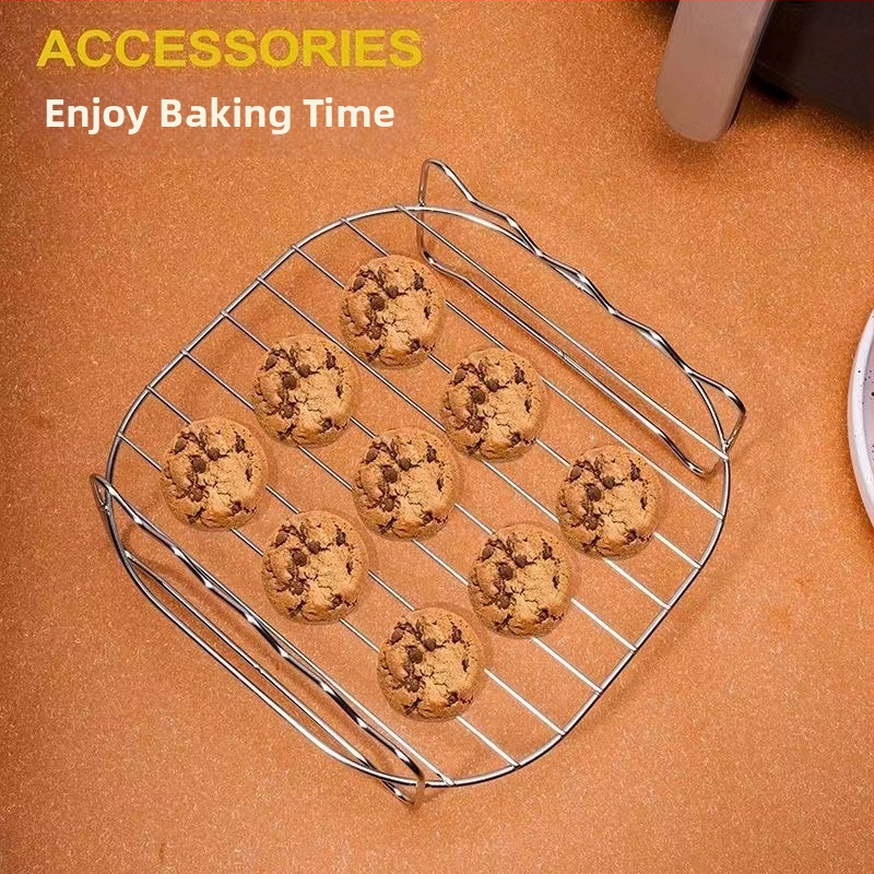 Фритюрник с квадратна скара от неръждаема стомана, домакински електрически фритюрник, многофункционален грил, двуслойна решетка за фритюрник с въздух