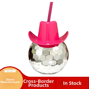 Kaubojiška kaubojaus skrybėlė, galvanizuoto vandens puodelis, disko rutulio formos šiaudinis puodelis, 600 ml vyno taurė, vakarėlių reikmenys, tarpvalstybiniai