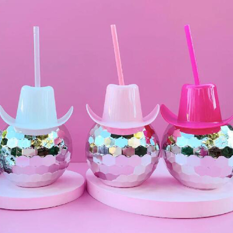 Kaubojiška kaubojaus skrybėlė, galvanizuoto vandens puodelis, disko rutulio formos šiaudinis puodelis, 600 ml vyno taurė, vakarėlių reikmenys, tarpvalstybiniai