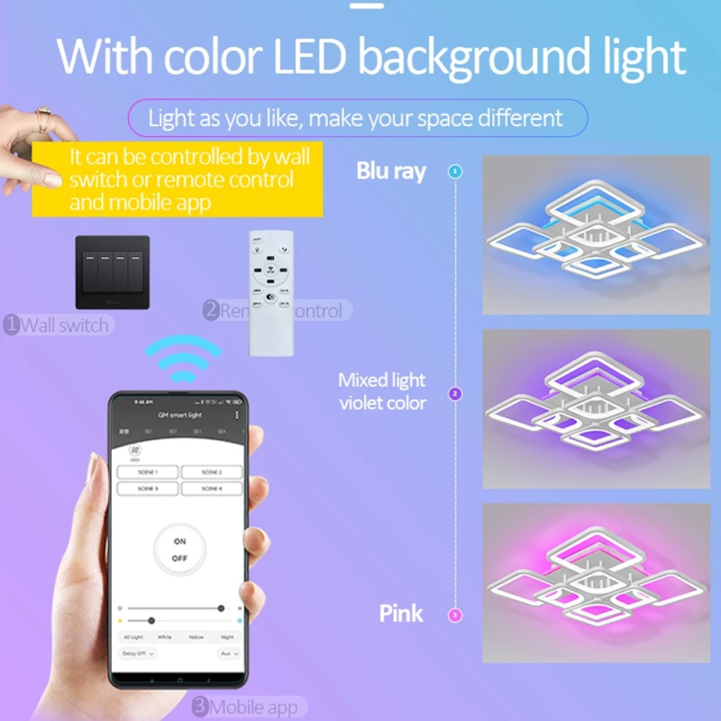 Akrüül-LED-magamistoa laelamp nutikas ruudukujuline elutoa lamp moodne lihtne kabinetirestorani lamp piiriülene lamp