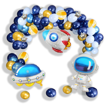 Piiriülene Amazoni kosmoseteemaline astronaut, rakett, kosmoselaev, õhupalliülikond, sünnipäevapeo tarvikud, lõpuaktus