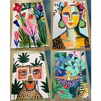 Põhjamaade värviline abstraktne mood Maroko tüdruk kodu magamistoa diivani seina hotelli kaunistus kontori rippuv maal