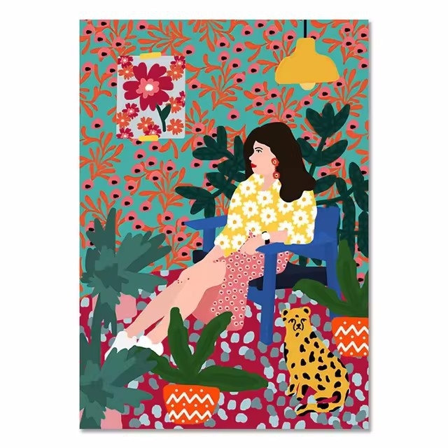 Põhjamaade värviline abstraktne mood Maroko tüdruk kodu magamistoa diivani seina hotelli kaunistus kontori rippuv maal