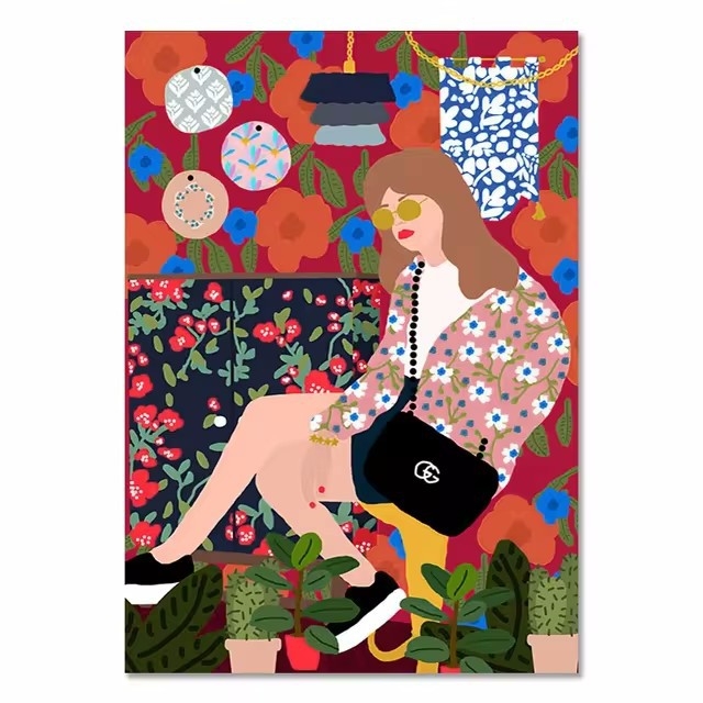 Põhjamaade värviline abstraktne mood Maroko tüdruk kodu magamistoa diivani seina hotelli kaunistus kontori rippuv maal