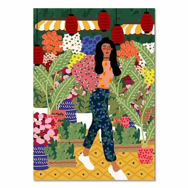 Põhjamaade värviline abstraktne mood Maroko tüdruk kodu magamistoa diivani seina hotelli kaunistus kontori rippuv maal