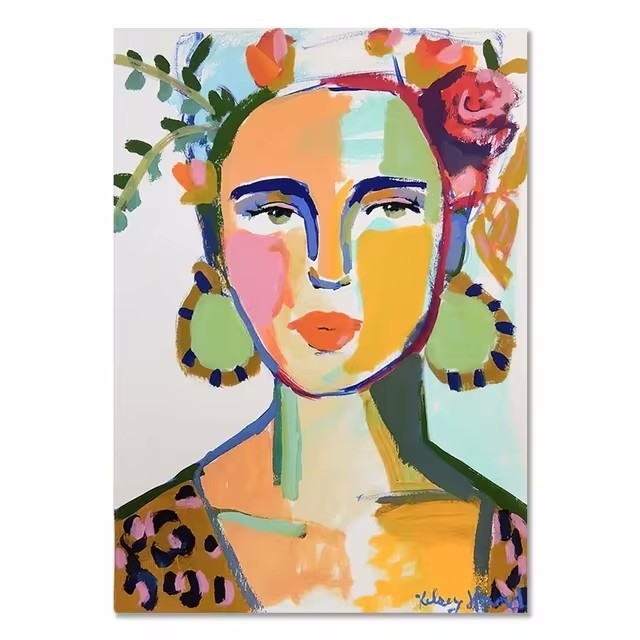 Põhjamaade värviline abstraktne mood Maroko tüdruk kodu magamistoa diivani seina hotelli kaunistus kontori rippuv maal