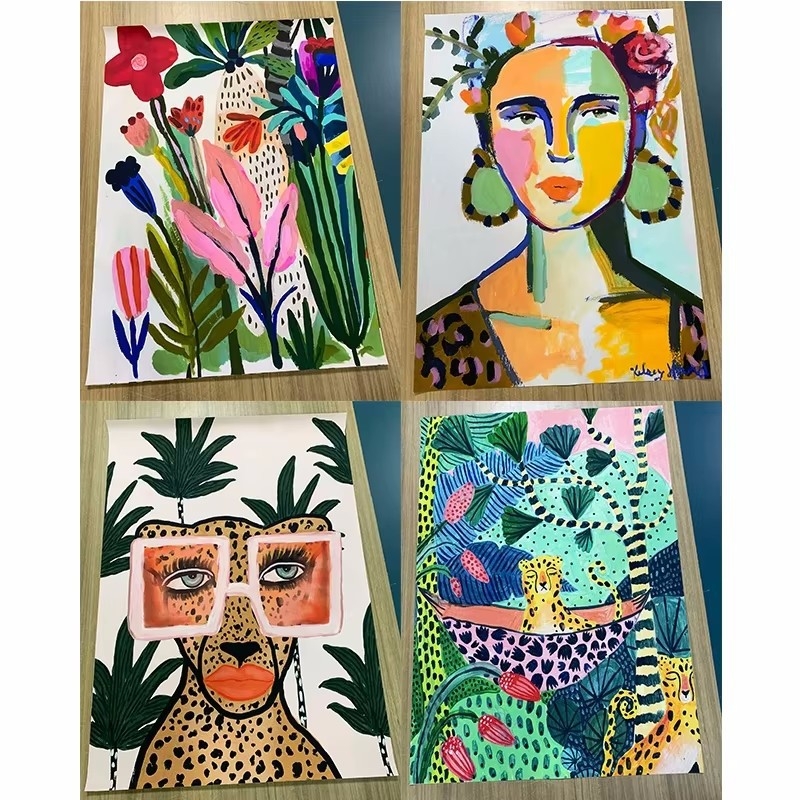 Põhjamaade värviline abstraktne mood Maroko tüdruk kodu magamistoa diivani seina hotelli kaunistus kontori rippuv maal