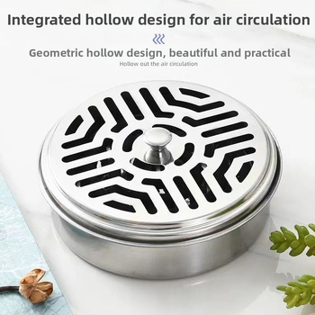 Nerūdijančio plieno uodų smilkalinė su dangteliu, apsauganti nuo nudegimų, ugniai atspari, uodus atbaidanti, kūrybinga pelenų spiralė, smilkalų degikliai, sutirštinta uodų smilkalų dėžutė su dangteliu, namų apyvokos reikmenys