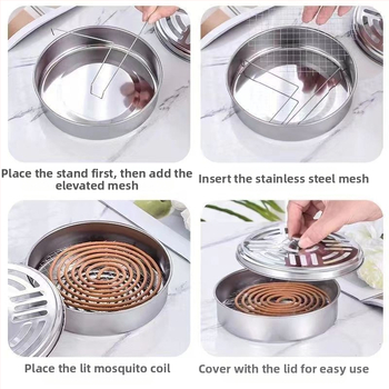 Nerūdijančio plieno uodų smilkalinė su dangteliu, apsauganti nuo nudegimų, ugniai atspari, uodus atbaidanti, kūrybinga pelenų spiralė, smilkalų degikliai, sutirštinta uodų smilkalų dėžutė su dangteliu, namų apyvokos reikmenys