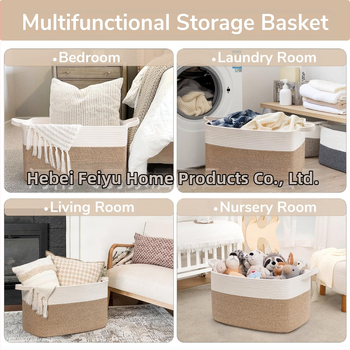 Šaltinių gamintojai palieka rankeną didelio dydžio medvilninės virvės laikymo krepšelio antklodės laikymo spalva atitinkanti sulankstoma medvilninės virvės laikymo krepšelis