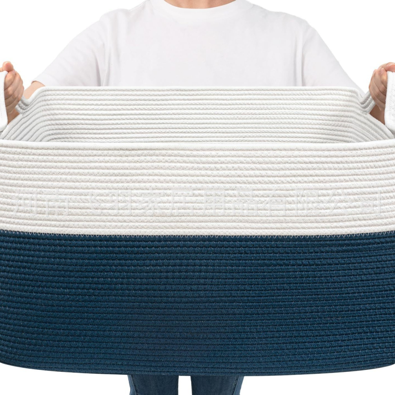 Šaltinių gamintojai palieka rankeną didelio dydžio medvilninės virvės laikymo krepšelio antklodės laikymo spalva atitinkanti sulankstoma medvilninės virvės laikymo krepšelis