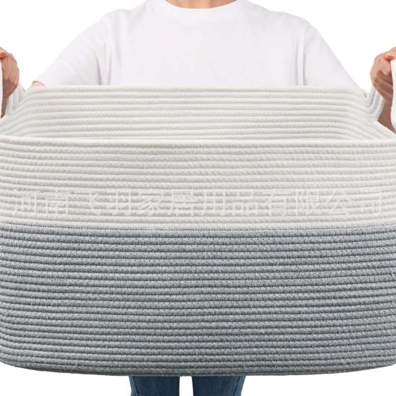 Šaltinių gamintojai palieka rankeną didelio dydžio medvilninės virvės laikymo krepšelio antklodės laikymo spalva atitinkanti sulankstoma medvilninės virvės laikymo krepšelis