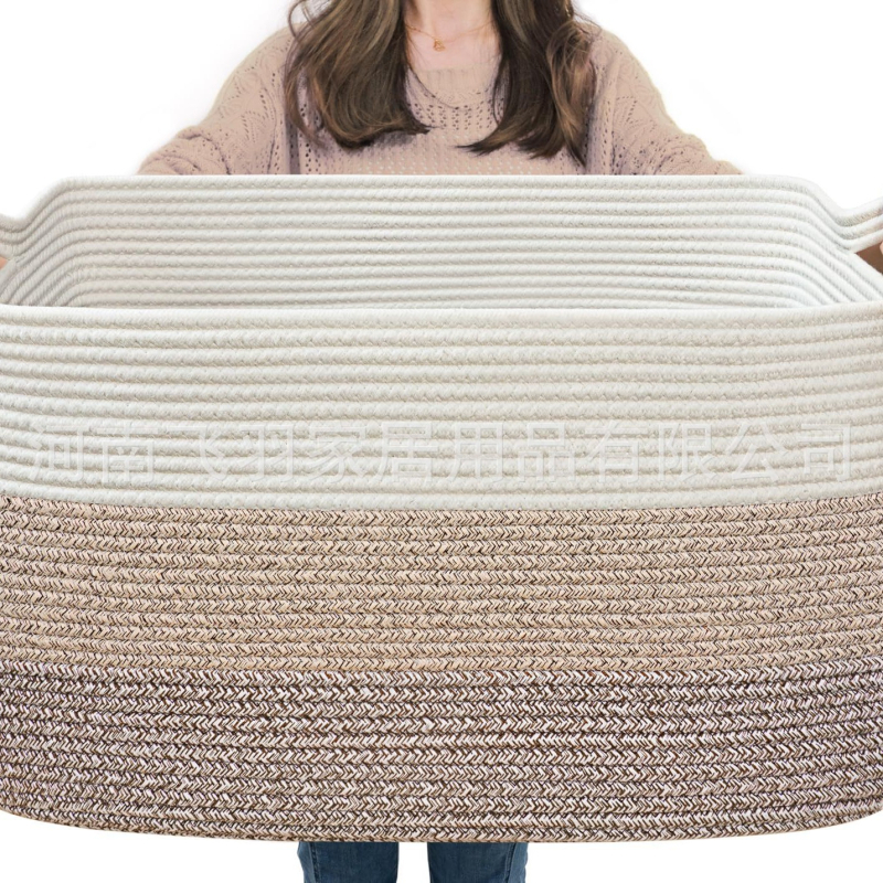 Šaltinių gamintojai palieka rankeną didelio dydžio medvilninės virvės laikymo krepšelio antklodės laikymo spalva atitinkanti sulankstoma medvilninės virvės laikymo krepšelis